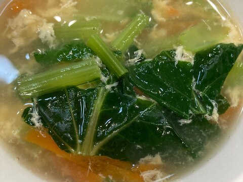 彩り鮮やか♪小松菜とにんじんの卵スープ